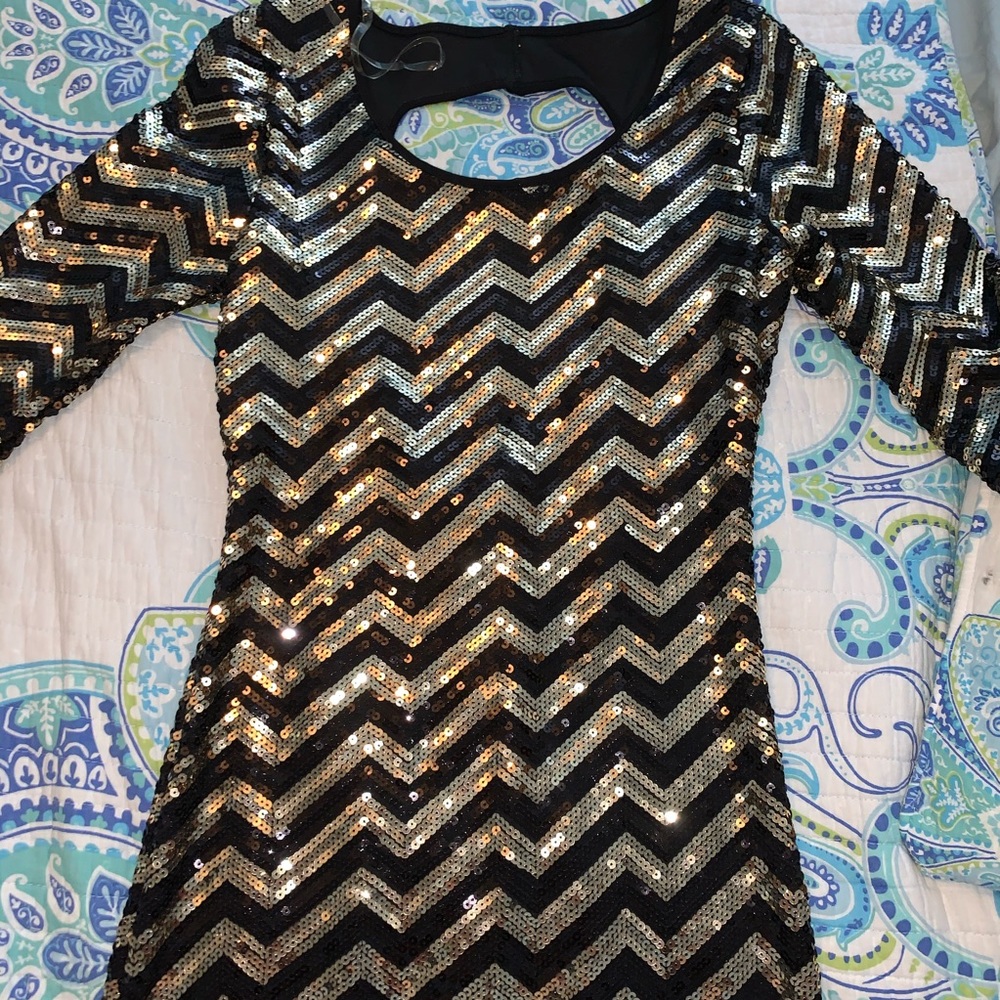 NWT sequin chevron dress